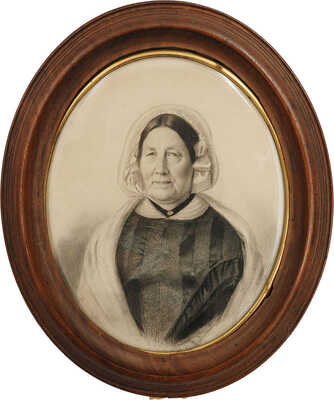 Неизвестный художник (русской школы живописи). Женский портрет в платке-накидке и бархоткой на шее